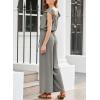 imageDokotoo Jumpsuits for Women 2025 Summer Ruffle Sleeves Square Neck Rompers Drawstring Overalls with PocketsMedium Grey