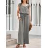 imageDokotoo Jumpsuits for Women 2025 Summer Ruffle Sleeves Square Neck Rompers Drawstring Overalls with PocketsMedium Grey
