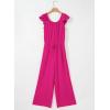 imageDokotoo Jumpsuits for Women 2025 Summer Ruffle Sleeves Square Neck Rompers Drawstring Overalls with PocketsRose