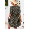 imageDokotoo Summer Dresses for Women 2025 Sexy Wrap V Neck Short Puff Sleeve Elegant Floral Smocked Waist Flowy Mini DressBlack