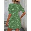imageDokotoo Summer Dresses for Women 2025 Sexy Wrap V Neck Short Puff Sleeve Elegant Floral Smocked Waist Flowy Mini DressGreen