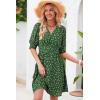 imageDokotoo Summer Dresses for Women 2025 Sexy Wrap V Neck Short Puff Sleeve Elegant Floral Smocked Waist Flowy Mini DressGreen