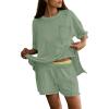 imageDokotoo Summer Two Piece Sets for Women Casual Short Sleeve Shirts and Drawstring Shorts Lounge SetsGreen