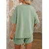 imageDokotoo Summer Two Piece Sets for Women Casual Short Sleeve Shirts and Drawstring Shorts Lounge SetsGreen