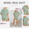 imageDokotoo Summer Two Piece Sets for Women Casual Short Sleeve Shirts and Drawstring Shorts Lounge SetsGreen