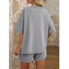 imageDokotoo Summer Two Piece Sets for Women Casual Short Sleeve Shirts and Drawstring Shorts Lounge SetsGrey