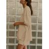 imageDokotoo Summer Two Piece Sets for Women Casual Short Sleeve Shirts and Drawstring Shorts Lounge SetsKhaki