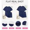 imageDokotoo Summer Two Piece Sets for Women Casual Short Sleeve Shirts and Drawstring Shorts Lounge SetsNavy Blue