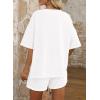 imageDokotoo Summer Two Piece Sets for Women Casual Short Sleeve Shirts and Drawstring Shorts Lounge SetsWhite