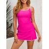 imageDokotoo Tankini Swimsuits for Women 2025 Two Piece Bathing Suits Tummy Control Ruched Swim Suits with SkirtBright Pink