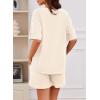 imageDokotoo Womens 2 Piece Loungewear Sets Casual Short Sleeve Womens Tops Drawstring Shorts Pants Waffle Knit SetsBeige