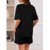 imageDokotoo Womens 2 Piece Loungewear Sets Casual Short Sleeve Womens Tops Drawstring Shorts Pants Waffle Knit SetsBlack