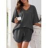 imageDokotoo Womens 2 Piece Loungewear Sets Casual Short Sleeve Womens Tops Drawstring Shorts Pants Waffle Knit SetsCarbon Grey