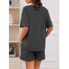 imageDokotoo Womens 2 Piece Loungewear Sets Casual Short Sleeve Womens Tops Drawstring Shorts Pants Waffle Knit SetsCarbon Grey