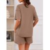 imageDokotoo Womens 2 Piece Loungewear Sets Casual Short Sleeve Womens Tops Drawstring Shorts Pants Waffle Knit SetsChestnut