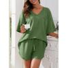 imageDokotoo Womens 2 Piece Loungewear Sets Casual Short Sleeve Womens Tops Drawstring Shorts Pants Waffle Knit SetsFern Green