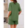 imageDokotoo Womens 2 Piece Loungewear Sets Casual Short Sleeve Womens Tops Drawstring Shorts Pants Waffle Knit SetsFern Green