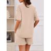 imageDokotoo Womens 2 Piece Loungewear Sets Casual Short Sleeve Womens Tops Drawstring Shorts Pants Waffle Knit SetsParchment
