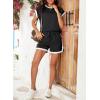 imageDokotoo Womens 2 Piece Outfits Casual Colorblock Short Sleeve Pullover Tops and Drawstring Shorts Pants Lounge SetsBlack
