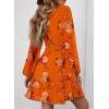 imageDokotoo Womens 2024 Summer Spring V Neck Ruffle Chiffon Elegant Tie Knot Mini Short Swing Skater Dresses1 Orange