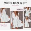 imageDokotoo Womens 2024 Summer Spring V Neck Ruffle Chiffon Elegant Tie Knot Mini Short Swing Skater Dresses3 White