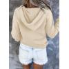 imageDokotoo Womens 2025 Hoodies Button Collar Drawstring Hooded Pullover Sweatshirt Casual Long Sleeve Tops ShirtsApricot