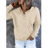 imageDokotoo Womens 2025 Hoodies Button Collar Drawstring Hooded Pullover Sweatshirt Casual Long Sleeve Tops ShirtsApricot