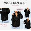 imageDokotoo Womens 2025 Hoodies Button Collar Drawstring Hooded Pullover Sweatshirt Casual Long Sleeve Tops ShirtsBlack