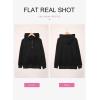 imageDokotoo Womens 2025 Hoodies Button Collar Drawstring Hooded Pullover Sweatshirt Casual Long Sleeve Tops ShirtsBlack