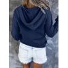 imageDokotoo Womens 2025 Hoodies Button Collar Drawstring Hooded Pullover Sweatshirt Casual Long Sleeve Tops ShirtsBlue