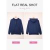 imageDokotoo Womens 2025 Hoodies Button Collar Drawstring Hooded Pullover Sweatshirt Casual Long Sleeve Tops ShirtsBlue