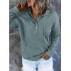 imageDokotoo Womens 2025 Hoodies Button Collar Drawstring Hooded Pullover Sweatshirt Casual Long Sleeve Tops ShirtsGray 2