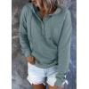 imageDokotoo Womens 2025 Hoodies Button Collar Drawstring Hooded Pullover Sweatshirt Casual Long Sleeve Tops ShirtsGray 2