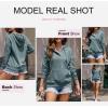 imageDokotoo Womens 2025 Hoodies Button Collar Drawstring Hooded Pullover Sweatshirt Casual Long Sleeve Tops ShirtsGray 2