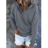 imageDokotoo Womens 2025 Hoodies Button Collar Drawstring Hooded Pullover Sweatshirt Casual Long Sleeve Tops ShirtsGray