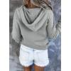 imageDokotoo Womens 2025 Hoodies Button Collar Drawstring Hooded Pullover Sweatshirt Casual Long Sleeve Tops ShirtsGray 3