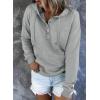imageDokotoo Womens 2025 Hoodies Button Collar Drawstring Hooded Pullover Sweatshirt Casual Long Sleeve Tops ShirtsGray 3