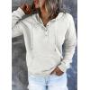 imageDokotoo Womens 2025 Hoodies Button Collar Drawstring Hooded Pullover Sweatshirt Casual Long Sleeve Tops ShirtsGray 4