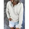 imageDokotoo Womens 2025 Hoodies Button Collar Drawstring Hooded Pullover Sweatshirt Casual Long Sleeve Tops ShirtsGray 4