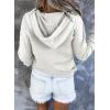 imageDokotoo Womens 2025 Hoodies Button Collar Drawstring Hooded Pullover Sweatshirt Casual Long Sleeve Tops ShirtsGray 4