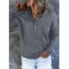 imageDokotoo Womens 2025 Hoodies Button Collar Drawstring Hooded Pullover Sweatshirt Casual Long Sleeve Tops ShirtsGray