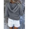 imageDokotoo Womens 2025 Hoodies Button Collar Drawstring Hooded Pullover Sweatshirt Casual Long Sleeve Tops ShirtsGray