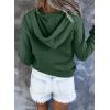 imageDokotoo Womens 2025 Hoodies Button Collar Drawstring Hooded Pullover Sweatshirt Casual Long Sleeve Tops ShirtsGreen 3
