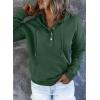 imageDokotoo Womens 2025 Hoodies Button Collar Drawstring Hooded Pullover Sweatshirt Casual Long Sleeve Tops ShirtsGreen 3