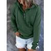 imageDokotoo Womens 2025 Hoodies Button Collar Drawstring Hooded Pullover Sweatshirt Casual Long Sleeve Tops ShirtsGreen 3