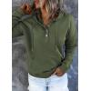 imageDokotoo Womens 2025 Hoodies Button Collar Drawstring Hooded Pullover Sweatshirt Casual Long Sleeve Tops ShirtsGreen 4