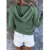 imageDokotoo Womens 2025 Hoodies Button Collar Drawstring Hooded Pullover Sweatshirt Casual Long Sleeve Tops ShirtsGreen