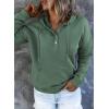 imageDokotoo Womens 2025 Hoodies Button Collar Drawstring Hooded Pullover Sweatshirt Casual Long Sleeve Tops ShirtsGreen