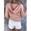 imageDokotoo Womens 2025 Hoodies Button Collar Drawstring Hooded Pullover Sweatshirt Casual Long Sleeve Tops ShirtsPink