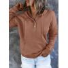 imageDokotoo Womens 2025 Hoodies Button Collar Drawstring Hooded Pullover Sweatshirt Casual Long Sleeve Tops ShirtsPink 2